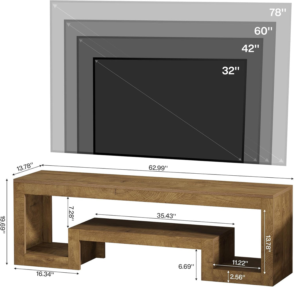 Tribesigns 63-Inch TV Stand for 55/60/65/75-Inch TVs, Farmhouse Entertainment Center with Open Storage Shelves, Wood Television Console for Living Room, Bedroom, Wood