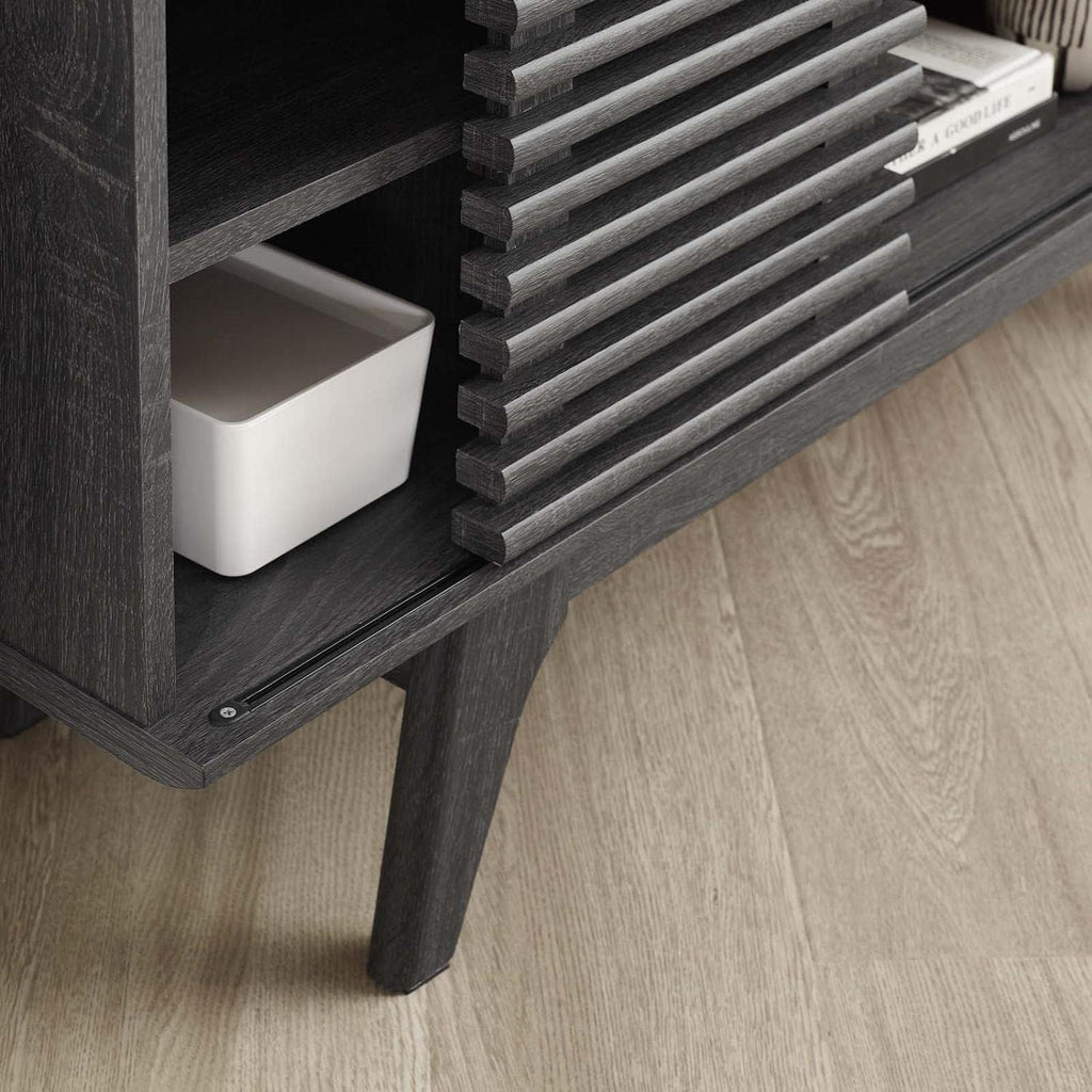 Modway Render Mid-Century Modern Low Profile 46' Corner Media TV Stand in Charcoal