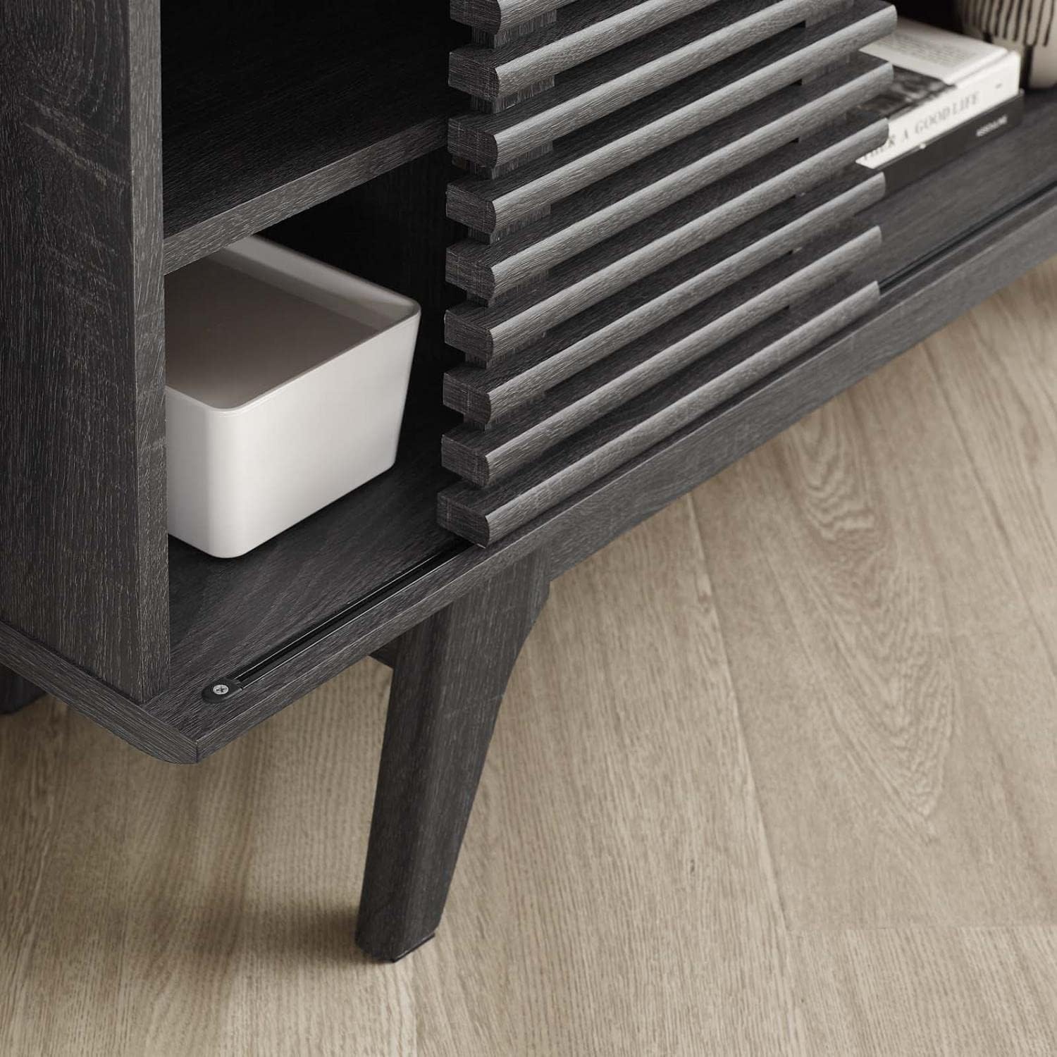 Modway Render Mid-Century Modern Low Profile 46' Corner Media TV Stand in Charcoal
