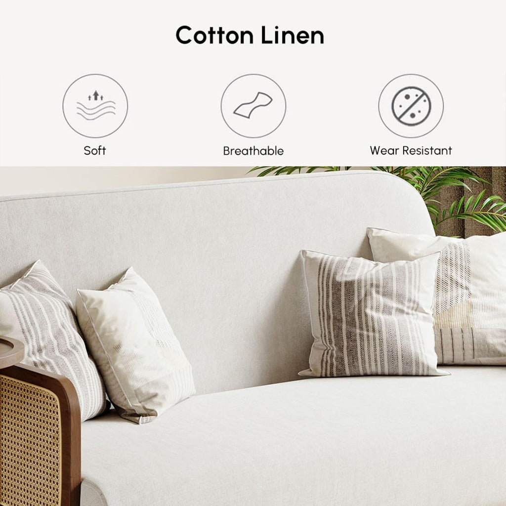 homary 28' Linen Sleeper Sofa Bed, Convertible 2-Seater Loveseat Futon with Adjustable Backrest & Tray, Small Space Living Room/Guest Room Furniture (Beige-Linen, Single)