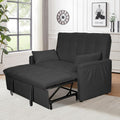 Oversized 3-in-1 Convertible Sleeper Sofa Bed, Futon Couch with Pullout Bed, 2-Seater Loveseat Sofa w/Pockets, Adjustable Backrest and Pillows for Living Room Apartment (Gray-Button Tufted)