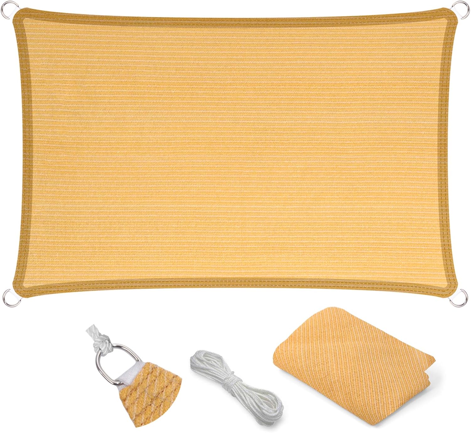 Eden's Decor Straight Flat-Edged Sun Shade Sail Rectangular 12' x 16' Wheat UV-Blocking Outdoor Canopy Fabric Cloth Awning for Pergola Patio Garden Backyard Custom Size
