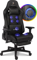 Gaming Chair for Adults,RGB Computer Chair with Footrest, Ergonomic Chair 4D Armrest Move Up And Down 8CM - Video Game Chair with Lumbar Massage Support And Headrest for Office Teenager,Black
