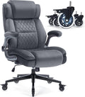 Office Chair with Locking Wheels, Ergonomic High Back Fabric Desk Chair with Adjustable Lumbar Support, Flip-Up Arms, Thick Padded Seat, 400lbs Heavy Duty for Home Office Adults