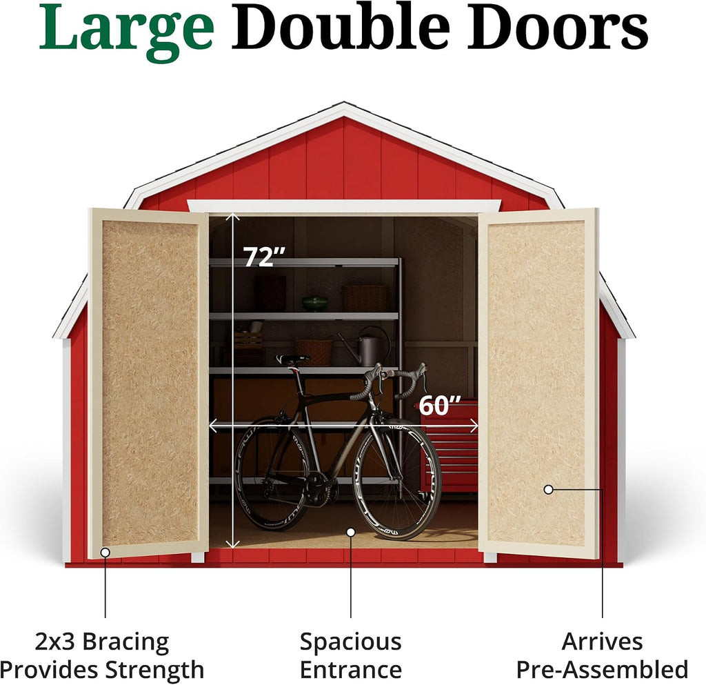 Little Cottage Co. 10x12 Value Gambrel Barn with 4 ft. Sidewalls with Floor, Outdoor Wood Storage Shed Do-It-Yourself Precut Kit