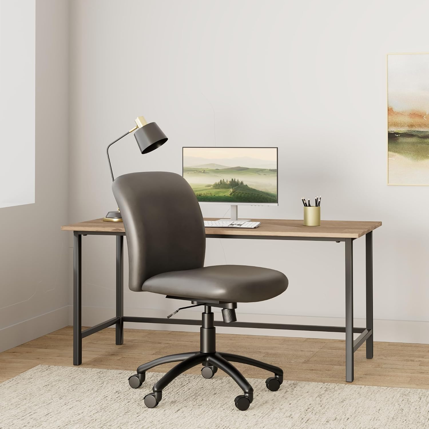 Safco Products High Back Big and Tall Swivel Desk Task Office Chair, 27' W x 30-1/4'D x 40-3/4-44-3/4' H, 500 lbs. Weight Capacity, for Professional or Home, Black Vinyl