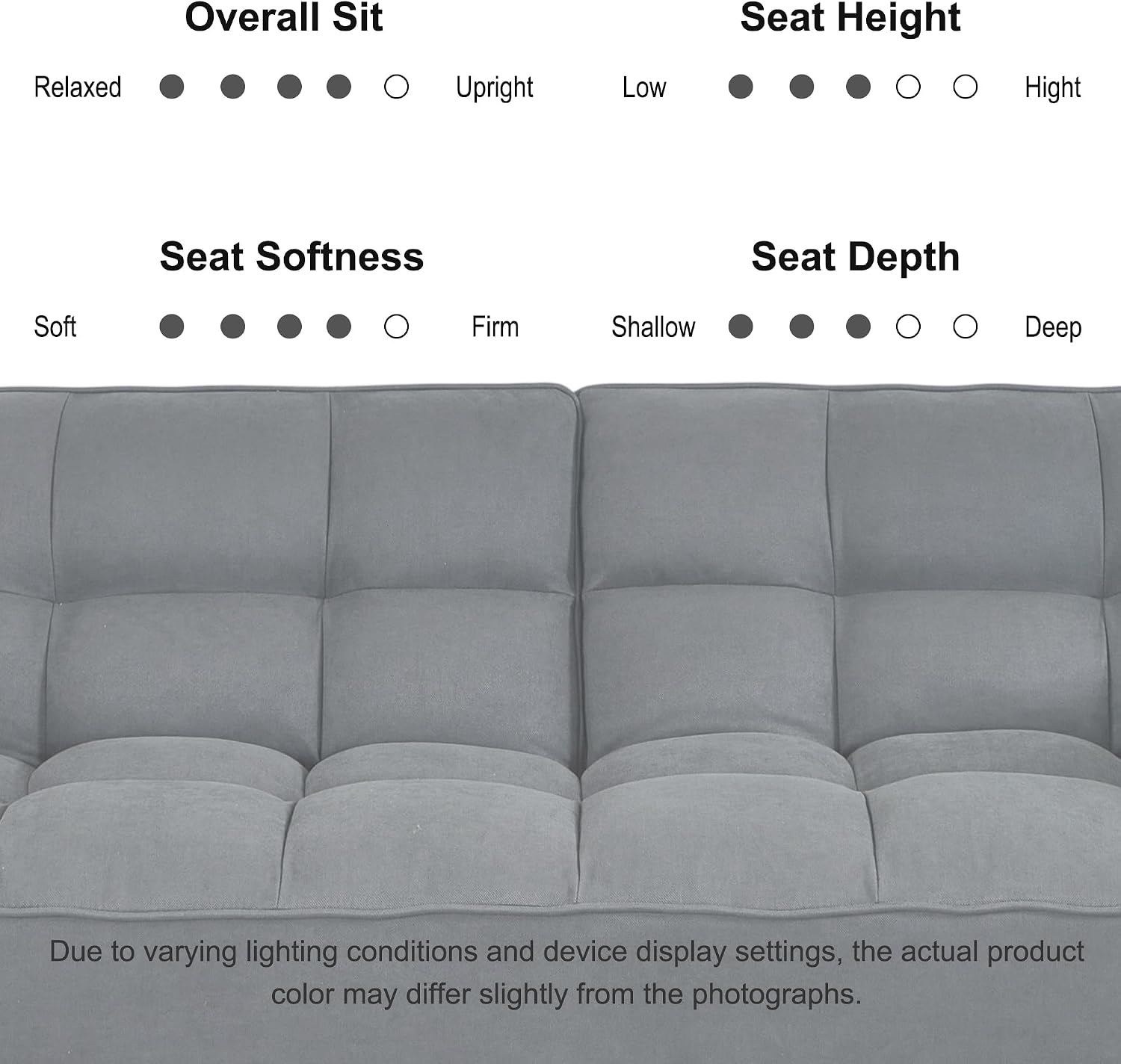 Futon Couch for Small Spaces & Apartment, 2-in-1Modern Comfy Loveseat Convertible Sofa Bed, 75.4-Inch Compact Design for Living Room, Dorms, and Studios-Dark Grey