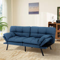 MUUEGM Futon Sofa Bed Memory Foam Navy Blue Futons Modern Office Couch Sleeper Bed Convertible Love seat Sofa for Small Spaces,Apartment,Office with Adjustable Armrest Backrest