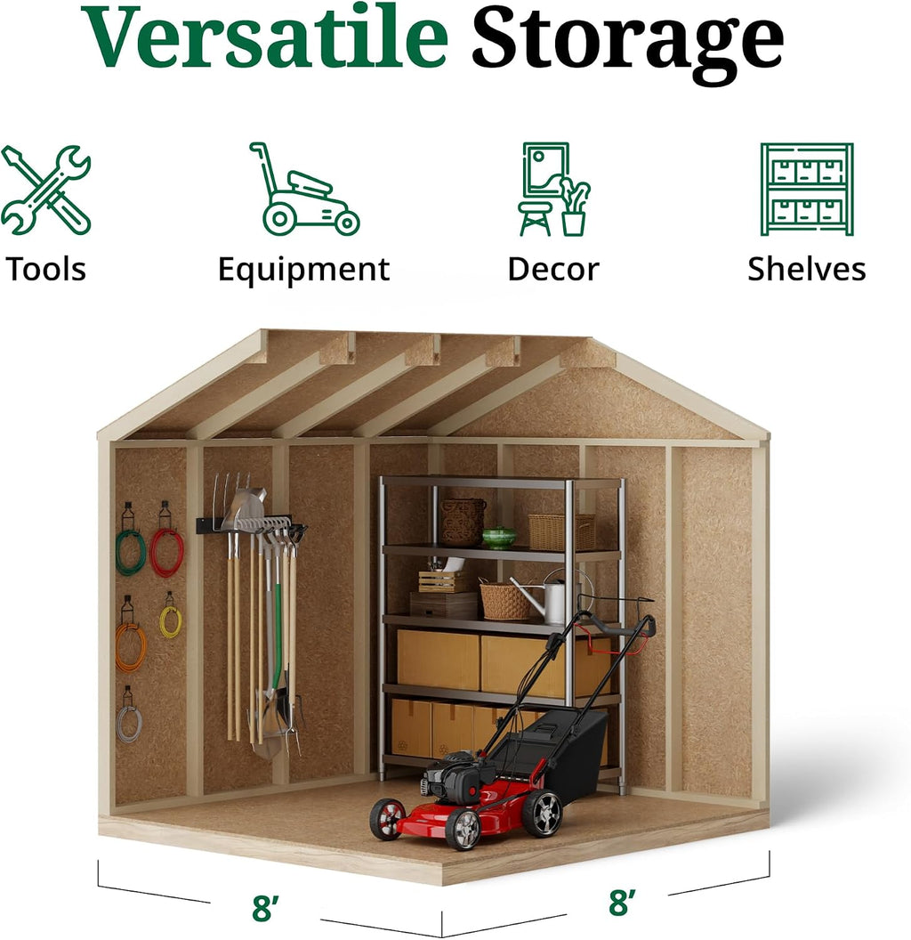 Little Cottage Co. 8x8 Value Gable Shed with Floor, Outdoor Wood Storage Do-It-Yourself Precut Kit
