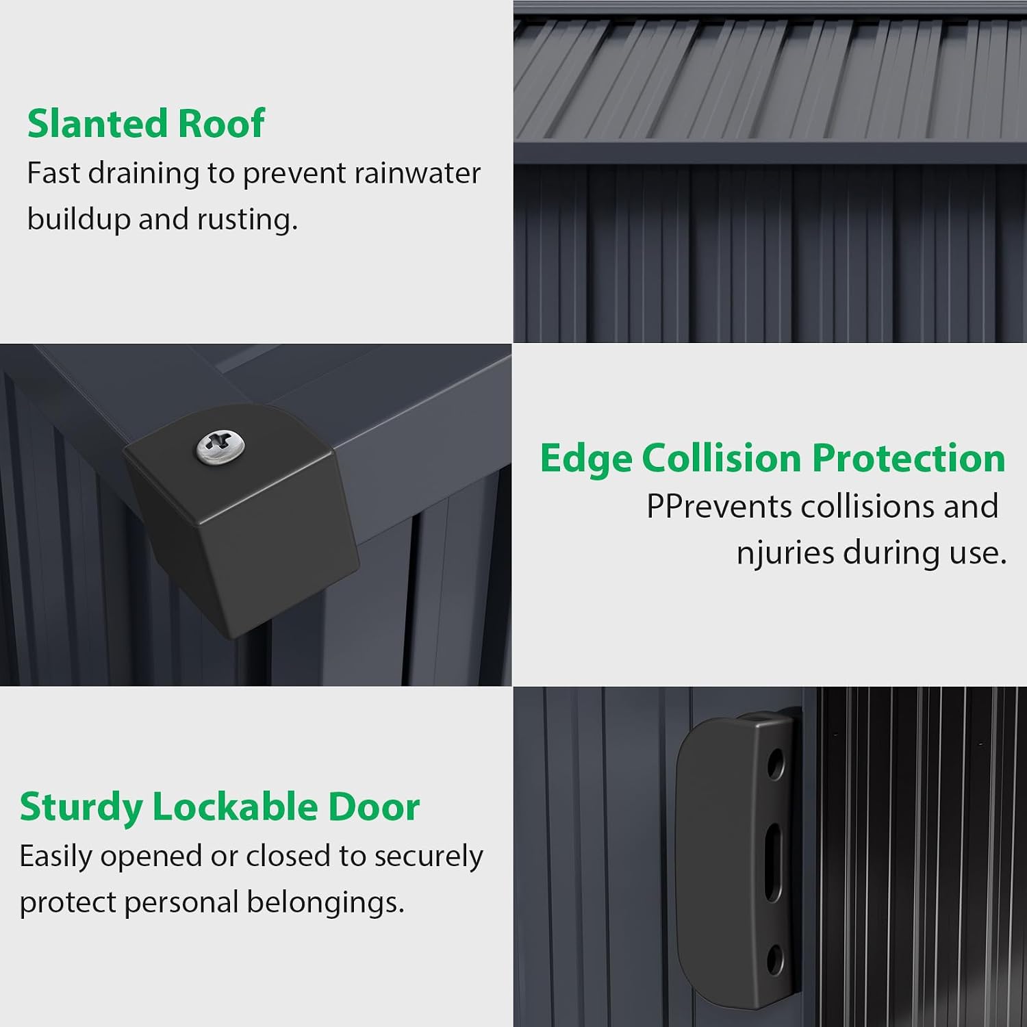 Acekool Outdoor Storage Shed 8x15 Ft & Large Storage Space, Utility Metal Storage Shed with Lockable Sliding Door and Vent, Garden Tool Shed for Organising Tools and Equipment in Yard, Garden, Grey