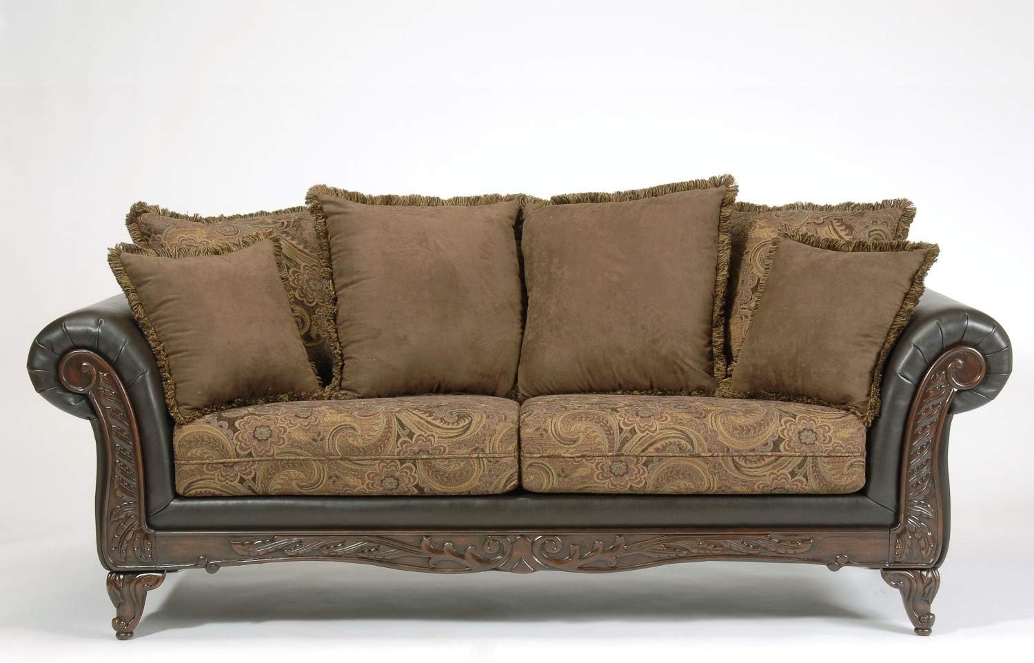 Roundhill Furniture San Marino 2-Tone Fabric Sofa, Chocolate