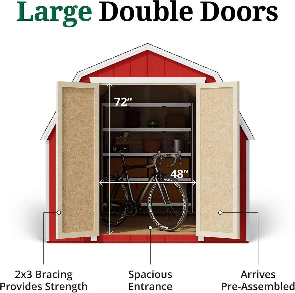 Little Cottage Co. 8x16 Value Gambrel Barn with 4 ft. Sidewalls with Floor, Outdoor Wood Storage Shed Do-It-Yourself Precut Kit
