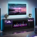 VITESSE Fireplace with TV Stand 36' inch Electric Fireplace Up to 80' TVs, LED Light Entertainment Center, 70' Modern Wood High Gloss with Highlight Storage Cabinet for Living Room (Black)