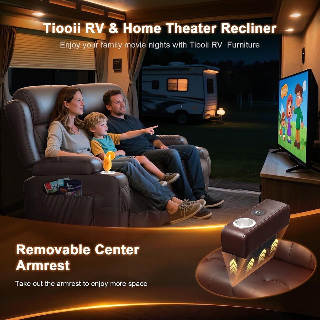 RV Loveseat Recliner Sofa, 3 Seater Massage Wall Hugger Reclining Couch with Insert Pockets, Cup Holders, 150° Recline Sleeper Sofas, for RV Furniture & Home Theater Seating