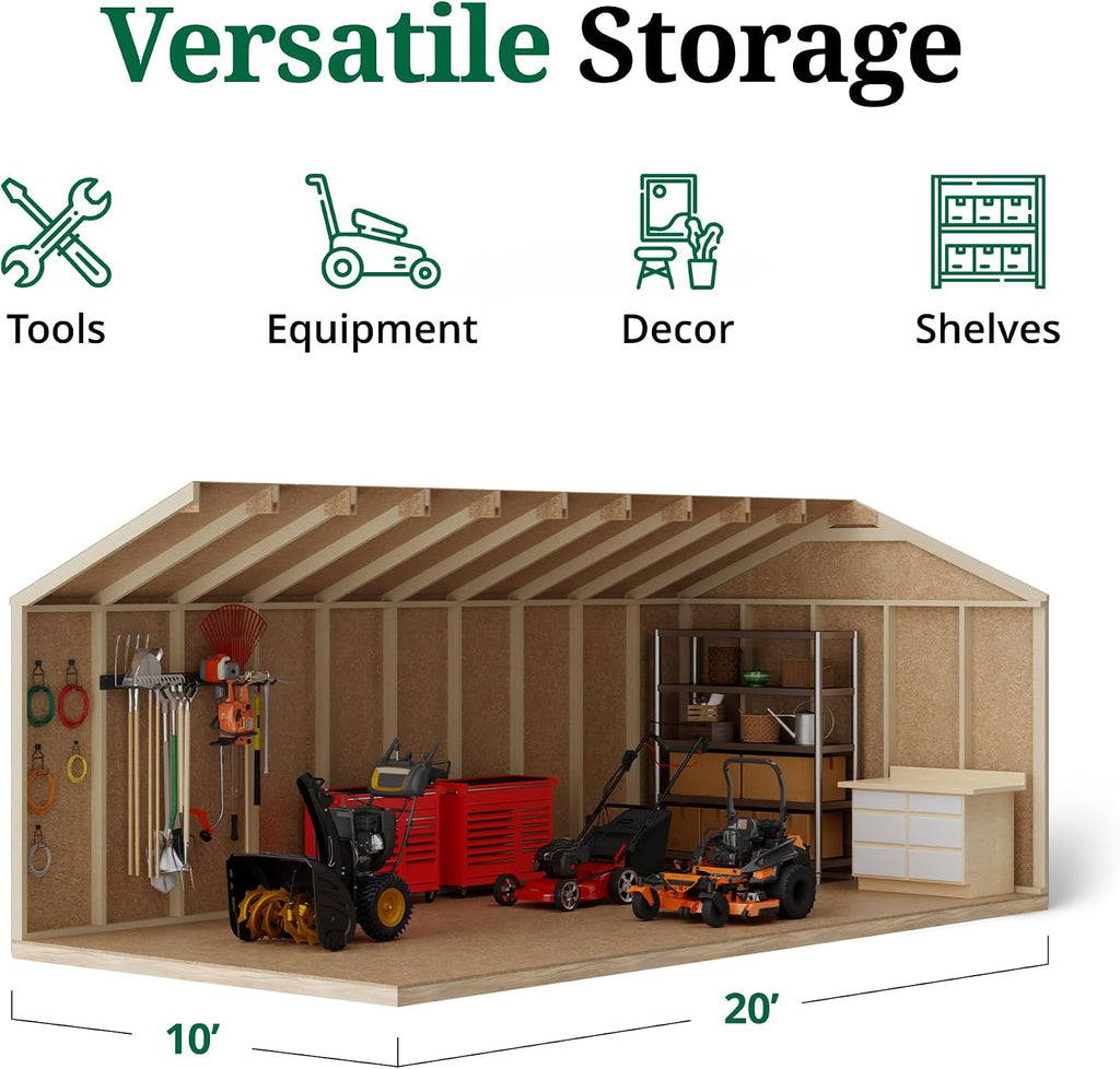 Little Cottage Co. 10x20 Value Gable Shed with Floor, Outdoor Wood Storage Do-It-Yourself Precut Kit