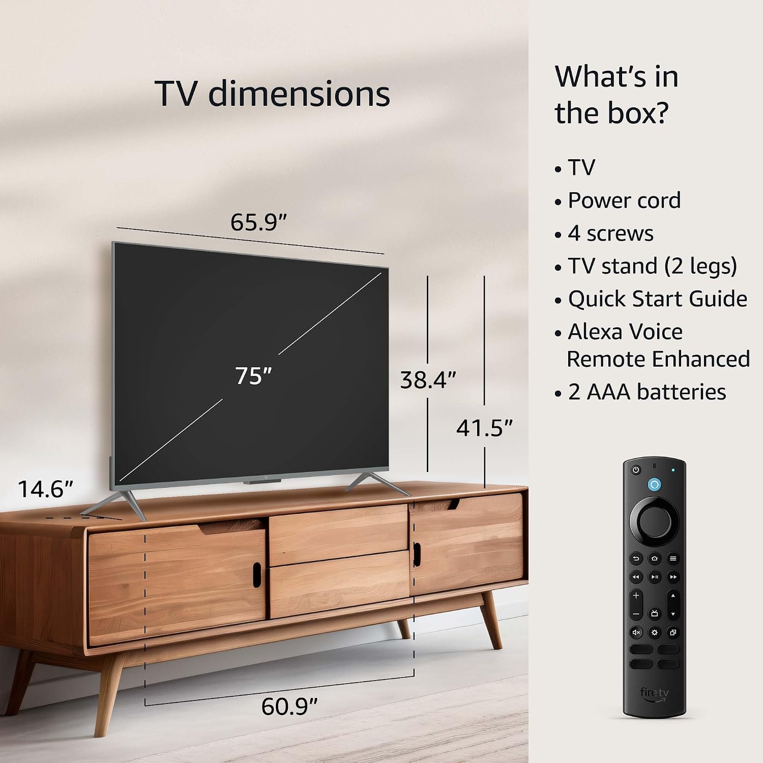 Amazon Fire TV 75' Omni QLED Series 4K UHD smart TV, Dolby Vision IQ, Fire TV Ambient Experience, local dimming, hands-free with Alexa