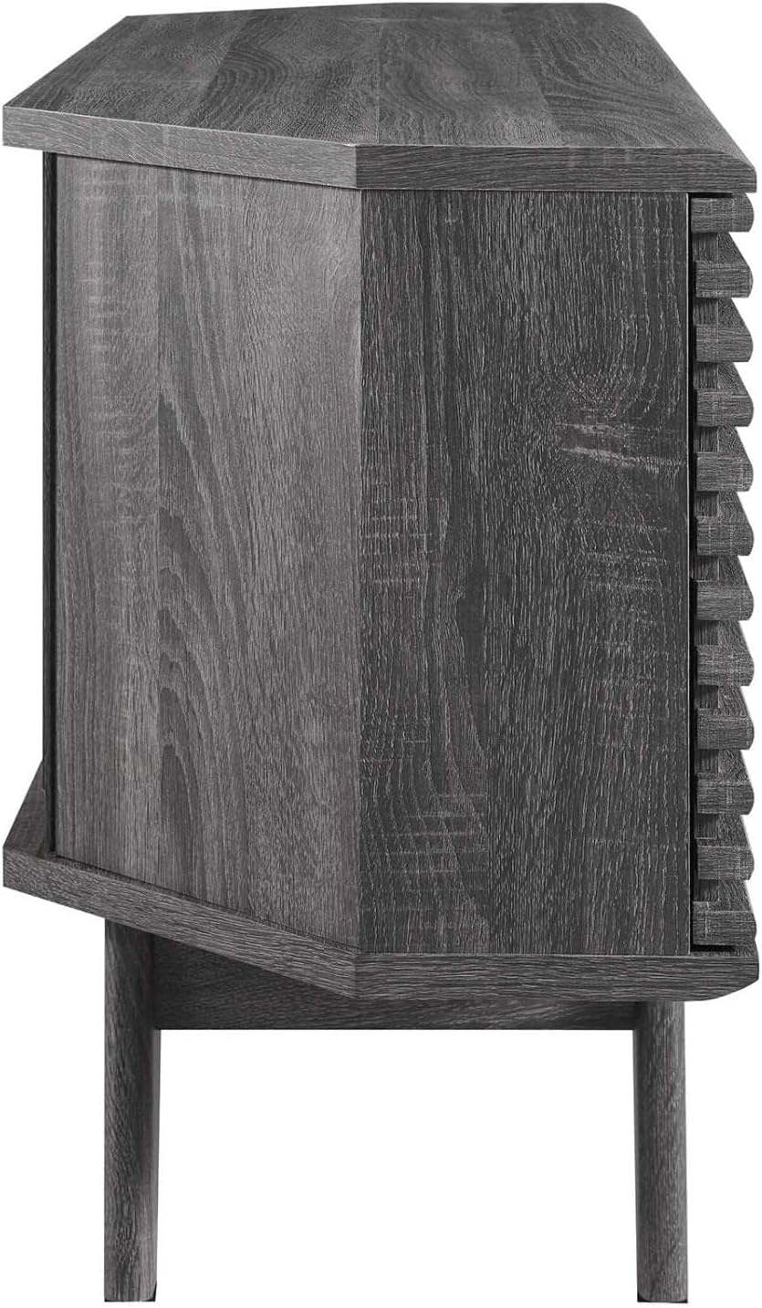 Modway Render Mid-Century Modern Low Profile 46' Corner Media TV Stand in Charcoal