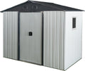 8ft x 4ft Outdoor Metal Storage Shed with Window and Metal Foundation,UV Protection & Waterproof Garden Tools Storage for Backyard, Patio, Lawn (White)