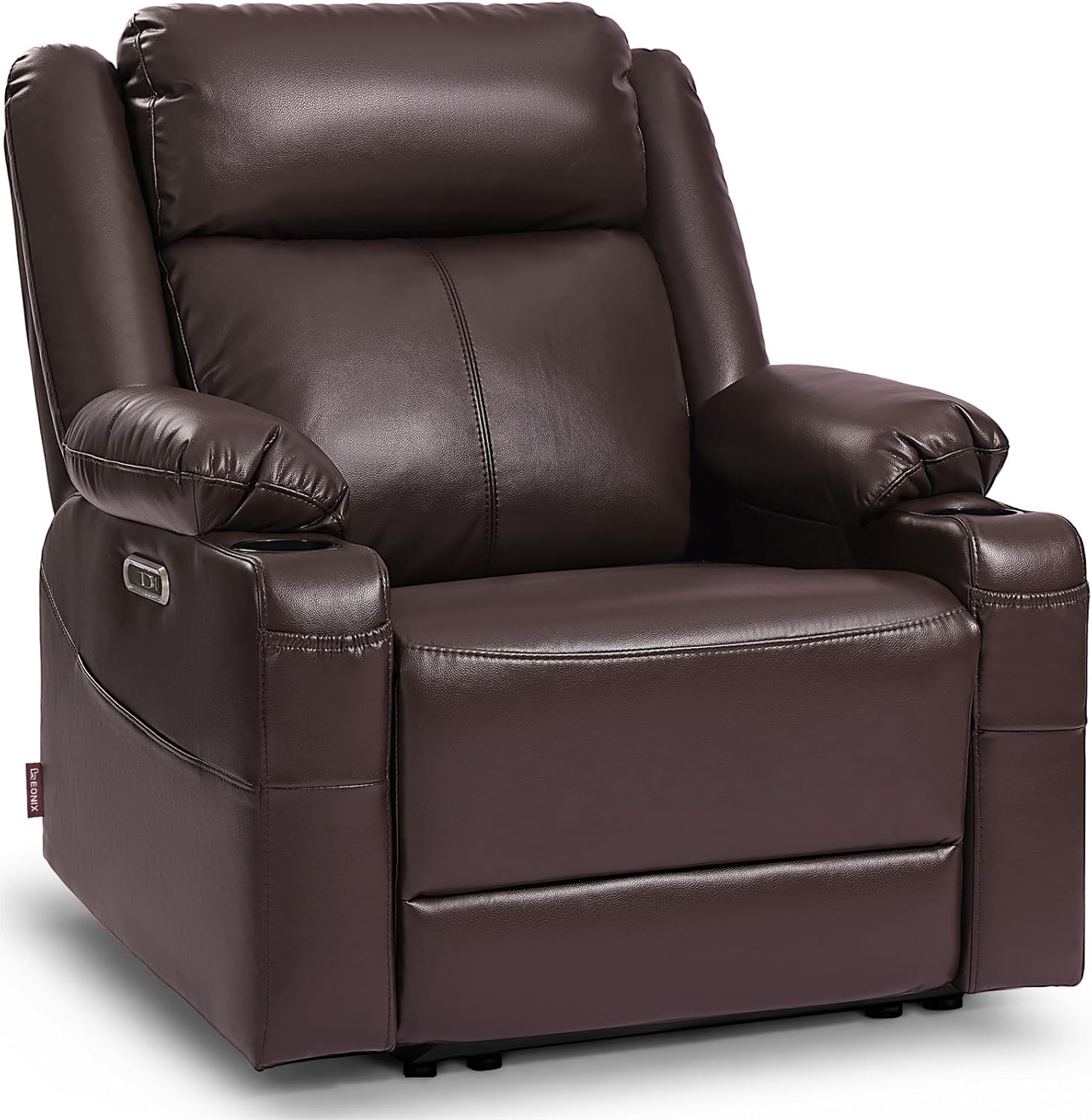 EONIX Wall Hugger Recliner for Small Space, Real Zero Clearance Power Recliner, Lazy Boy Recliner Chair with Cup Holders for RV, Living Room, Bedroom, SXXY011990, Chocolate Brown