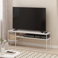 Furinno Moretti Modern Lifestyle TV Stand, Entertainment Center for TV up to 65 Inch, for Living Room, Bedroom, White/White
