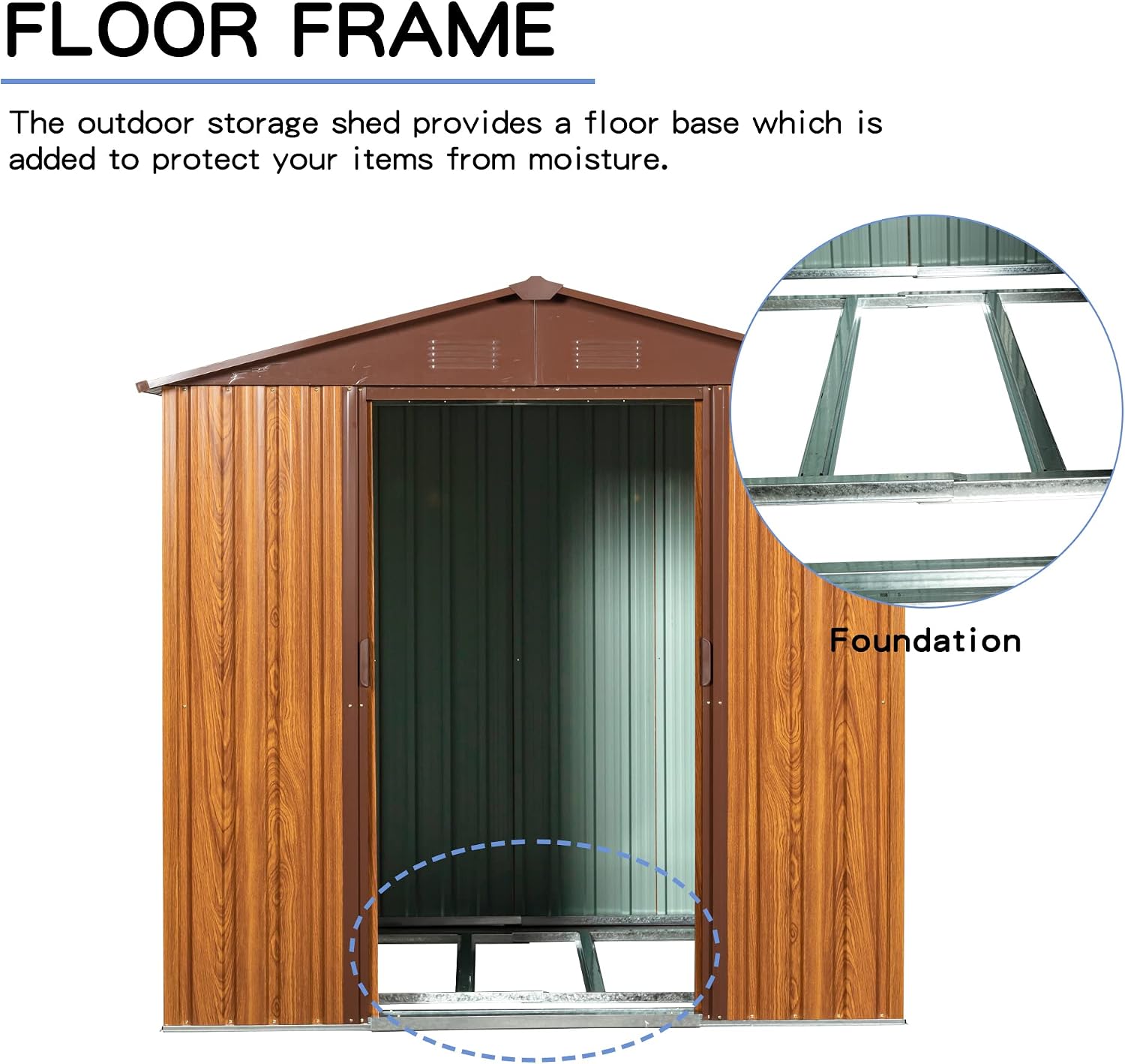 KEIKI 6x6 FT Outdoor Metal Storage Shed with Peaked Roof,Vents and Lockable Door for Garden Yard Lawn