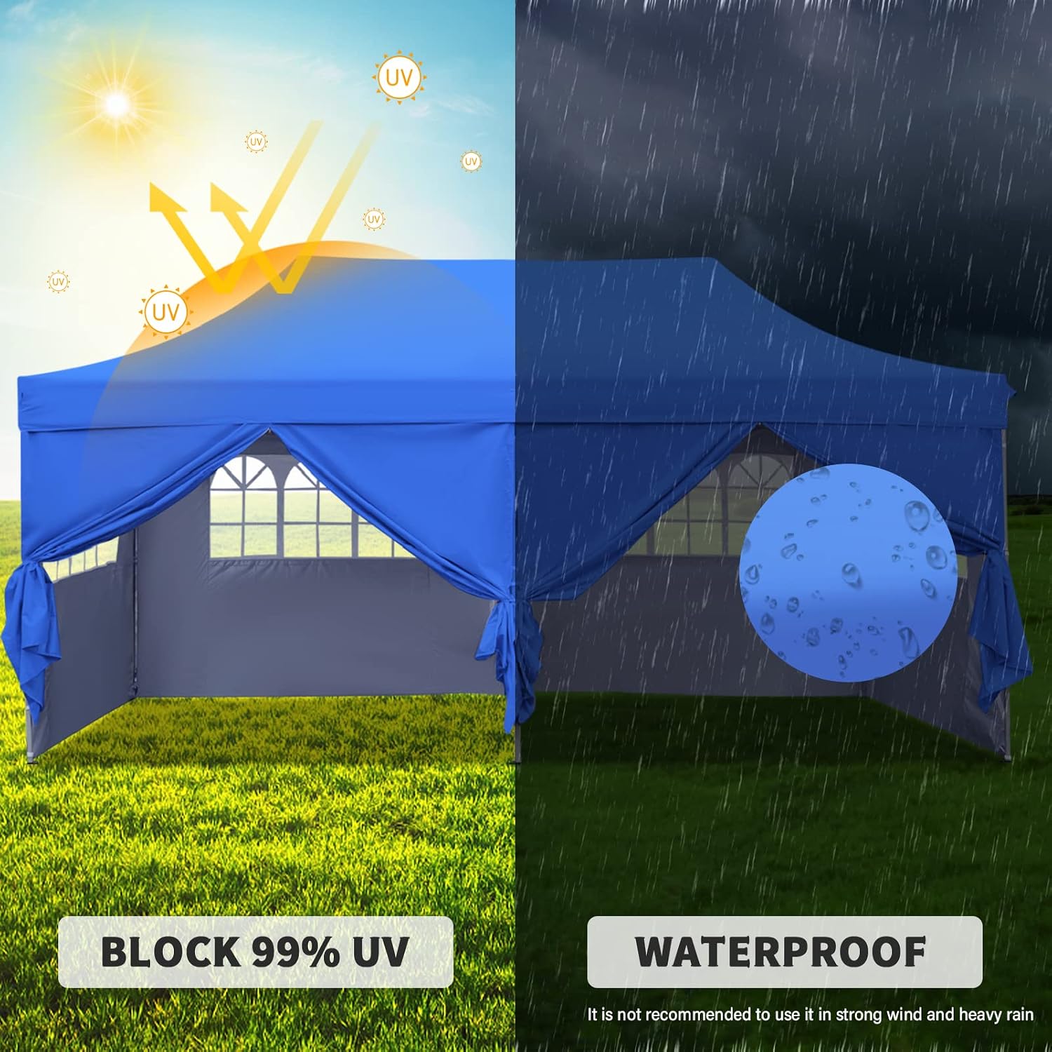 10x20 ft Instant Pop up Canopy, Wonlink Party Tent Folding Heavy Duty Gazebos with Removable Sidewalls and Wheeled Bag Waterproof