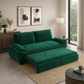 73.2' Sofa Bed Queen, 3-in-1 Pull Out Sofa Bed with Pillow Armrest, Modern Velvet Convertible Sleeper Futon Sofa for Living Room Small Space, Apartment, Bedroom, Green