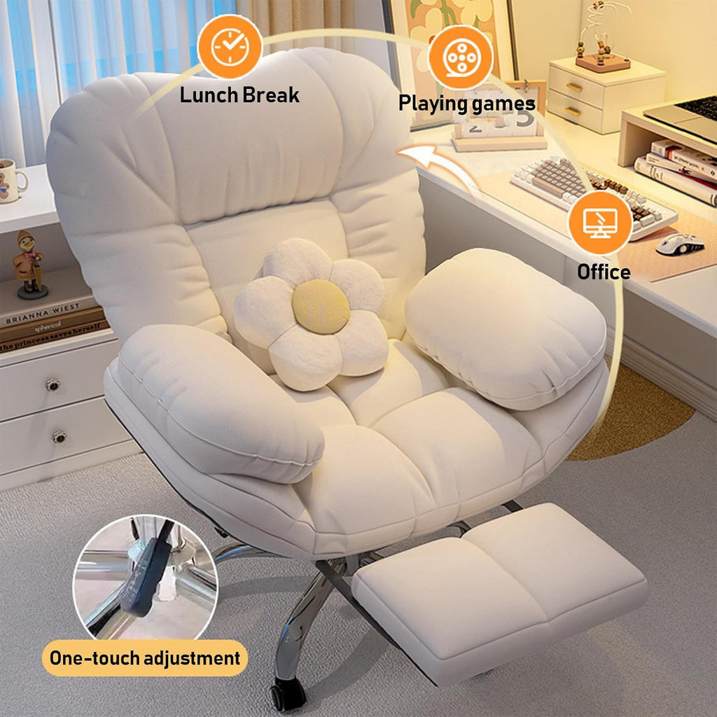 Height Adjustable Gaming Chair with Large Armrest and PU Wheels, Ergonomic Computer Chair with Headrest, Lumbar Support and Foot Rest for Work and Office Use