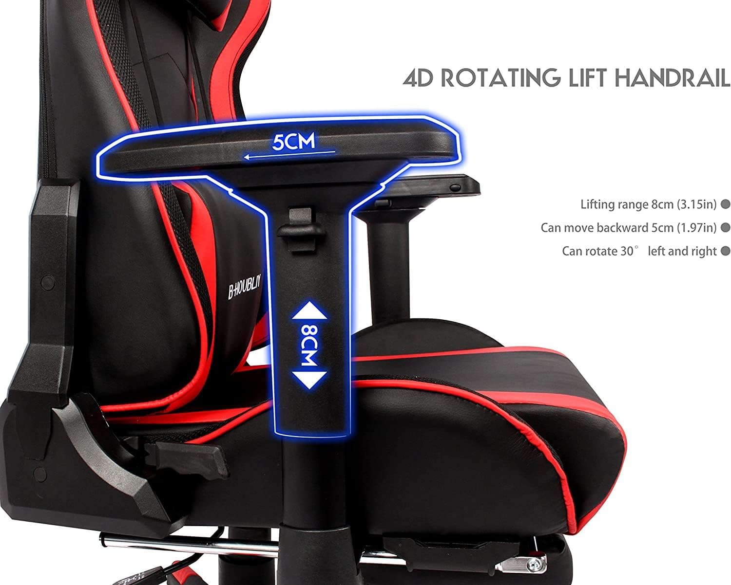 Gaming Chair with LED Lights and Speakers, 4D Armrest Gaming Chair, Ergonomic Full Massage PU Leather Lumbar Support Gaming Chair,Adults Teens Computer Chair.,White