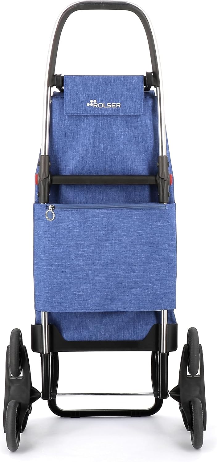 ROLSER I-Max Tweed 6 Wheel Stair Climber Foldable Shopping Trolley - Blue