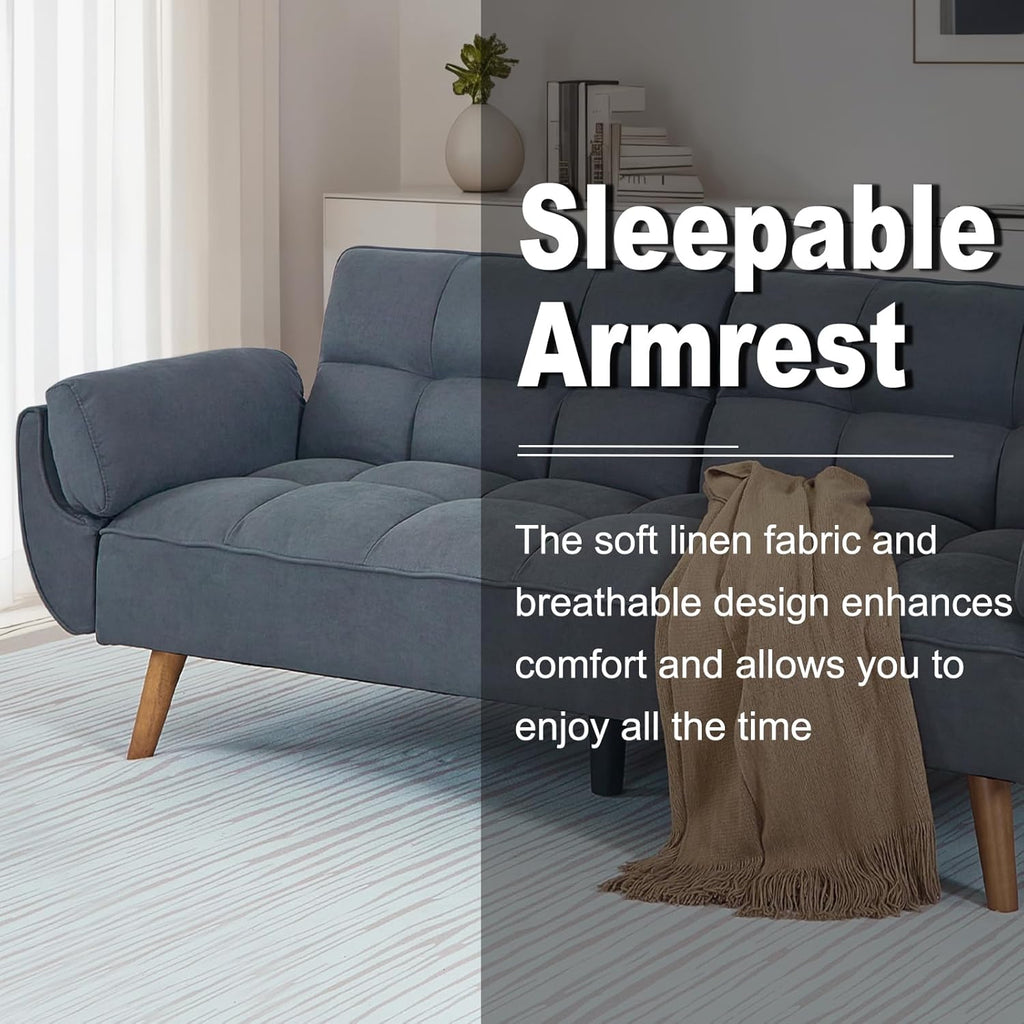Convertible futon Sofa Bed, Sleeper Sofa Bed with Adjustable backrest, Small Space Small Sofa, Living Room, Bedroom (Dark Gray)