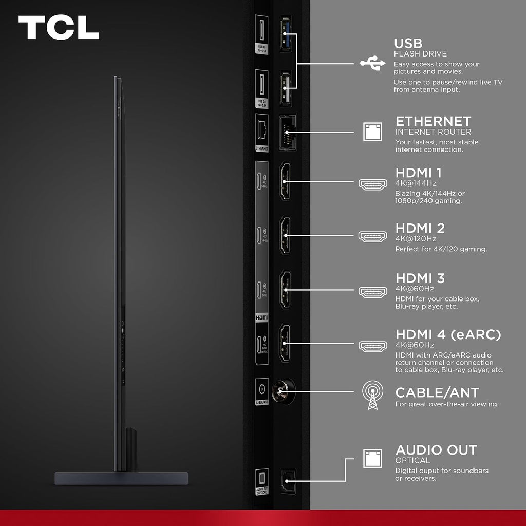 TCL 98 Inch Class QM7K Series | Mini LED QLED 4K HDR | 98QM7K, 2025 Model | 120HZ-144HZ Anti Reflective Screen Smart Google TV Dolby Atmos Onkyo Audio | Voice Remote Alexa Gaming Streaming Television