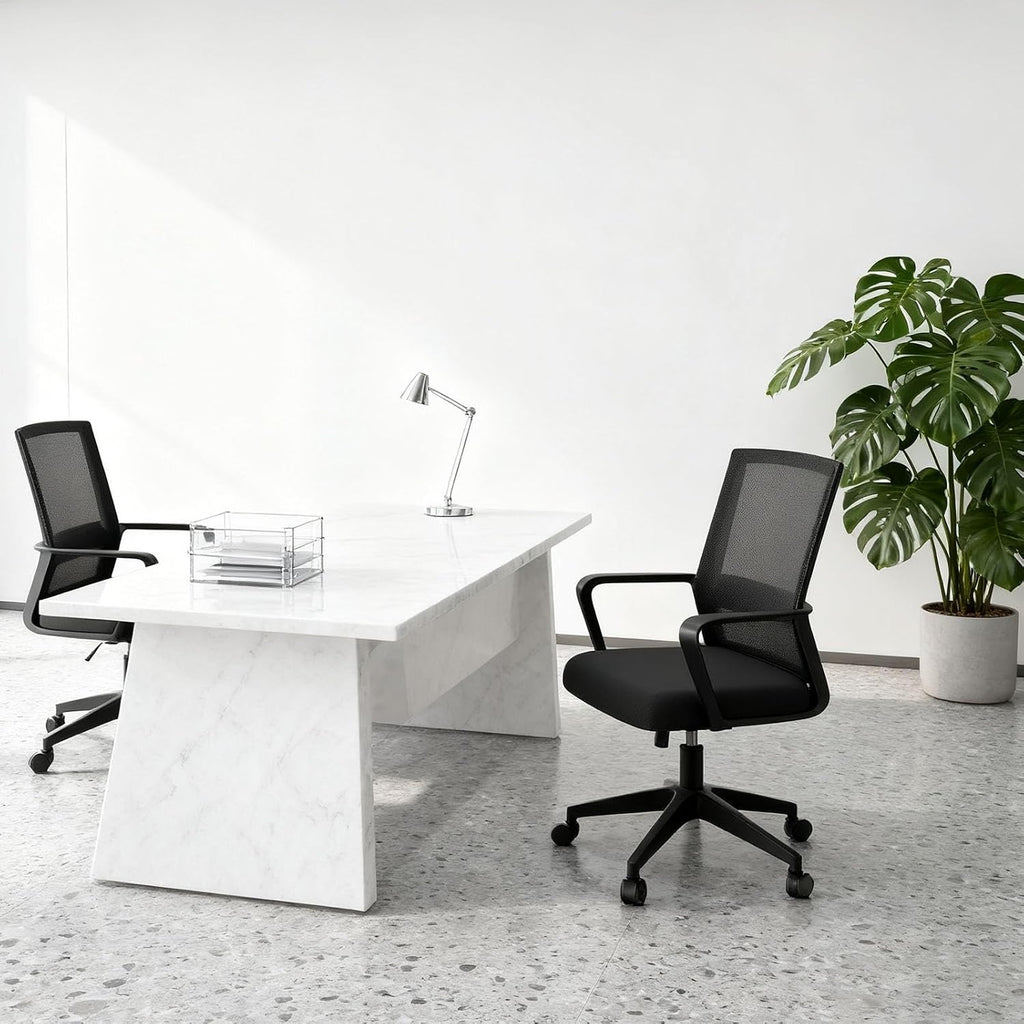 Ergonomic Desk Chair, Desk Chair Comfy Set Of 2,Mid-Back Mesh Computer Chair, Lumbar Support Comfortable Executive,Adjustable Rolling Swivel Task Chair With Armrests For Home Office And Gaming