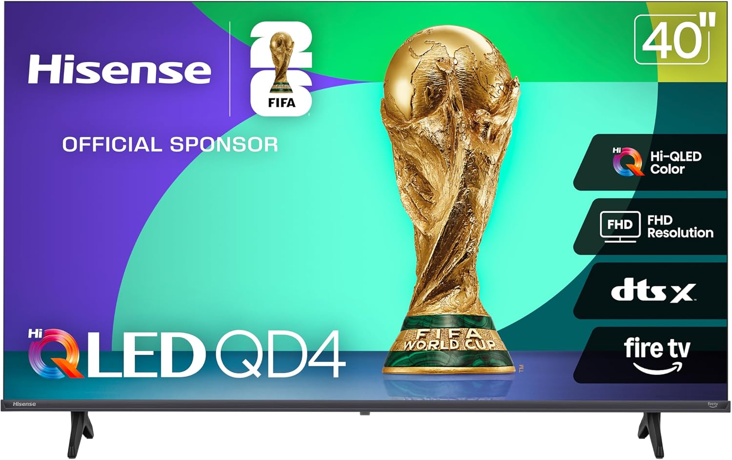 Hisense 40-Inch Class QD4 Series Hi-QLED FHD Smart Fire TV (40QD4QF, 2025 Model) - Quantum Dot Color, DTS Virtual: X, Alexa Built in, Slim Bezel Design