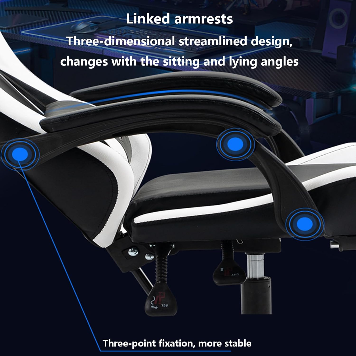 Gaming Chair Office Chair High-back Ergonomic Video Game Chairs with Footrest and Lumbar Support Height Adjustable Racing Style Computer Chair with Swivel Seat and Headrest,One Size,Black White