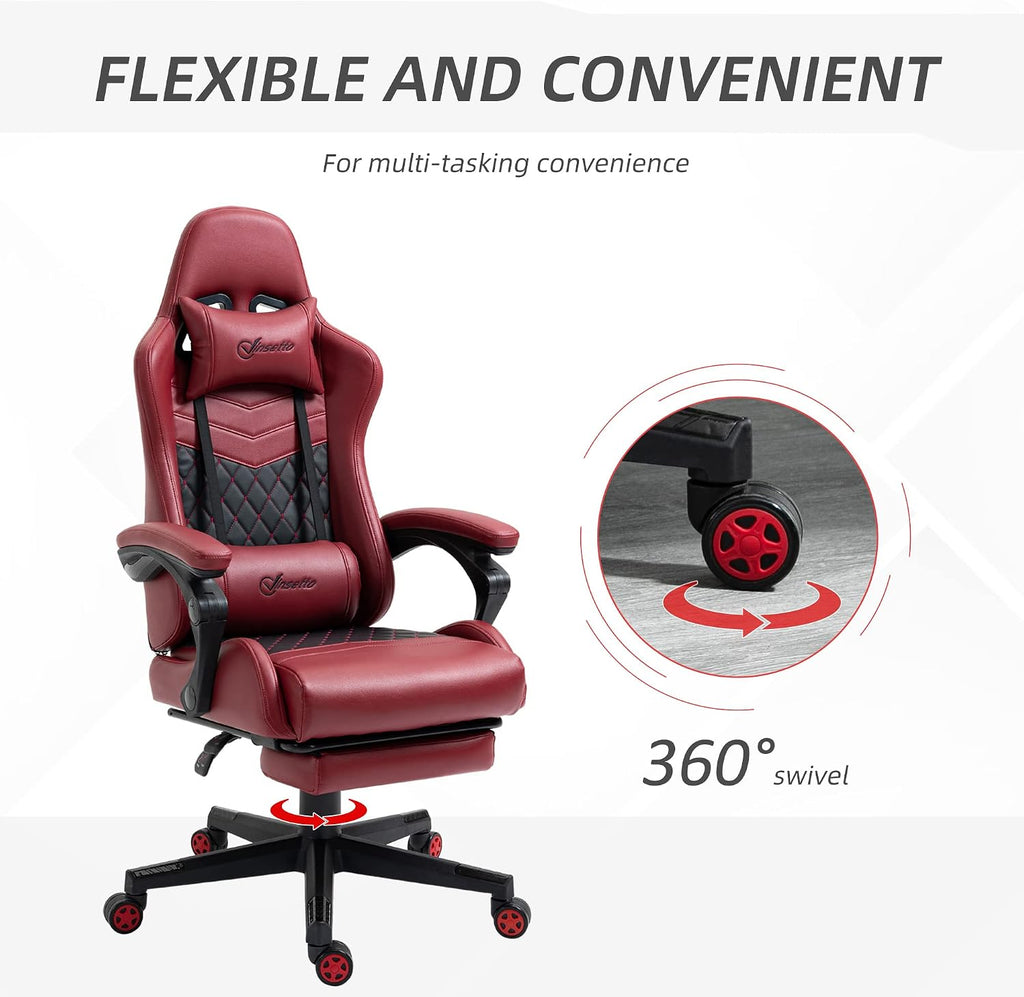 Ergonomic Office Chair with Massage Lumbar Support, 400 lbs High Back Swivel Rolling Desk Chairs, Adjustable Gaming Computer Chairs for Adults, Comfy Home Office Furniture for Bedroom Study,Red