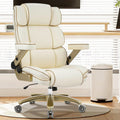 Big and Tall Office Chair 500lbs,5D Armrests Heavy Duty Executive Leather Chair with Comfortable Seat, Adjustable Lumbar, High Back, Large Computer Desk Chair for Home Office, Beige