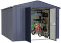 Yardenaler 8x10 FT Metal Storage Shed for Outdoors, Garden Tool Shed Kit with Doors & Lock, Waterproof Patio Utility Tool Shed for Garden and Backyard, Gray