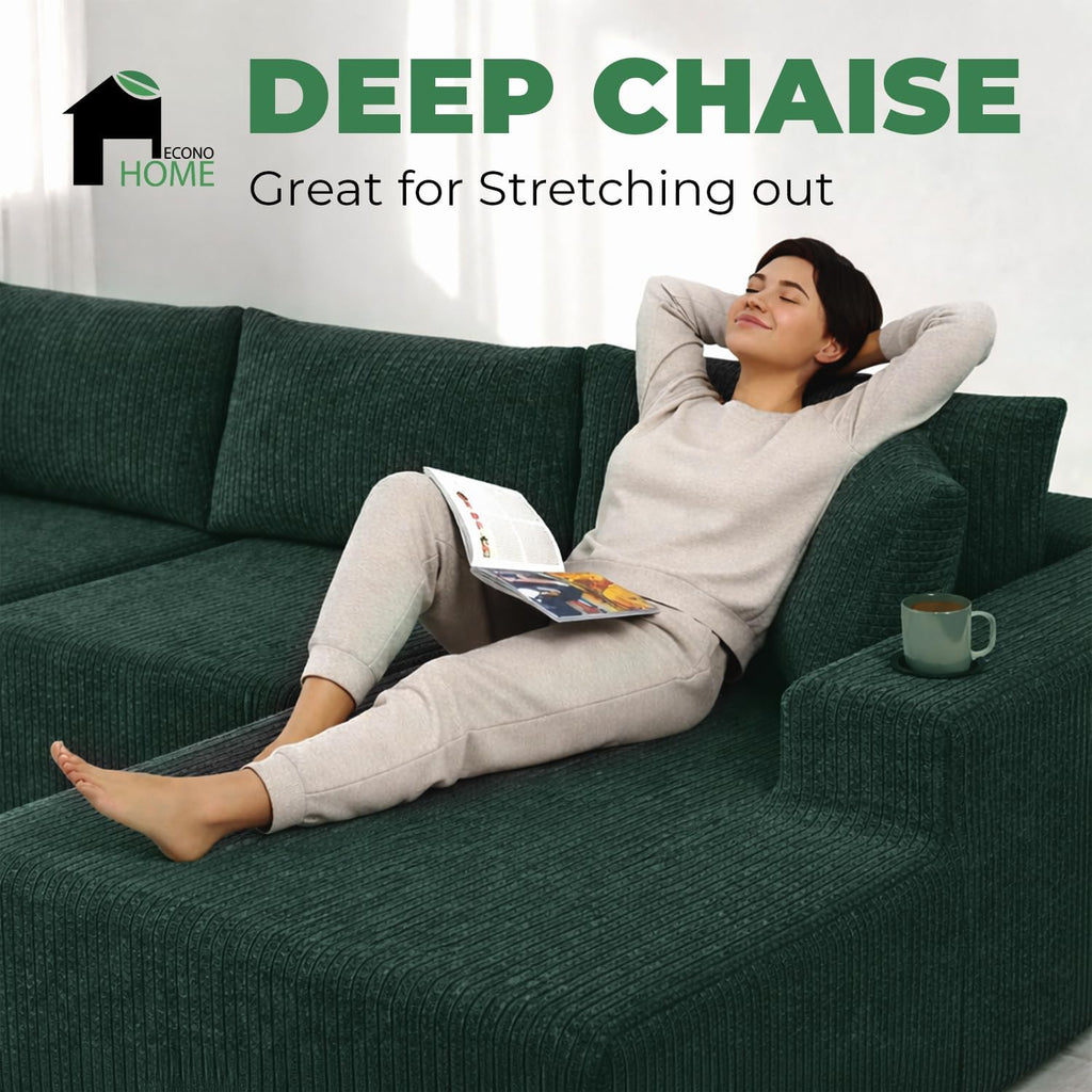 EconoHome Boneless Cloud Sectional Sofa - Plush Deep Seat L-Shaped Couch for Relaxing & Entertaining, Durable Construction & Easy Assembly, Perfect Addition to Any Living Room