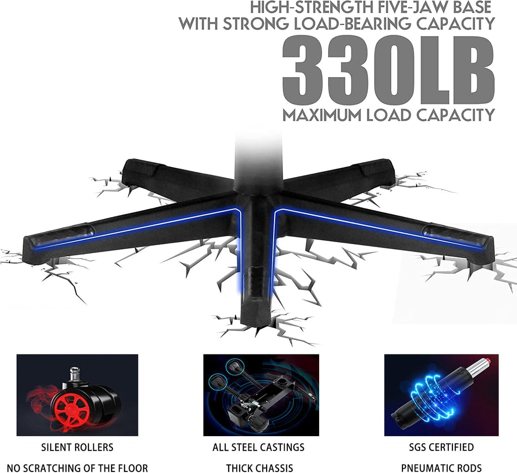 Gaming Chair with LED Lights and Speakers, 4D Armrest Gaming Chair, Ergonomic Full Massage PU Leather Lumbar Support Gaming Chair,Adults Teens Computer Chair.,Red