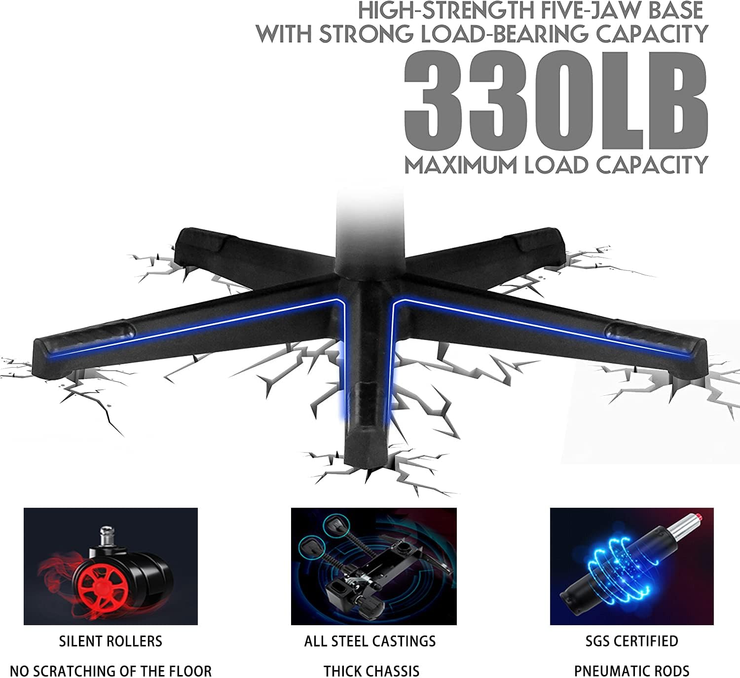 Gaming Chair with LED Lights and Speakers, 4D Armrest Gaming Chair, Ergonomic Full Massage PU Leather Lumbar Support Gaming Chair,Adults Teens Computer Chair.,Red