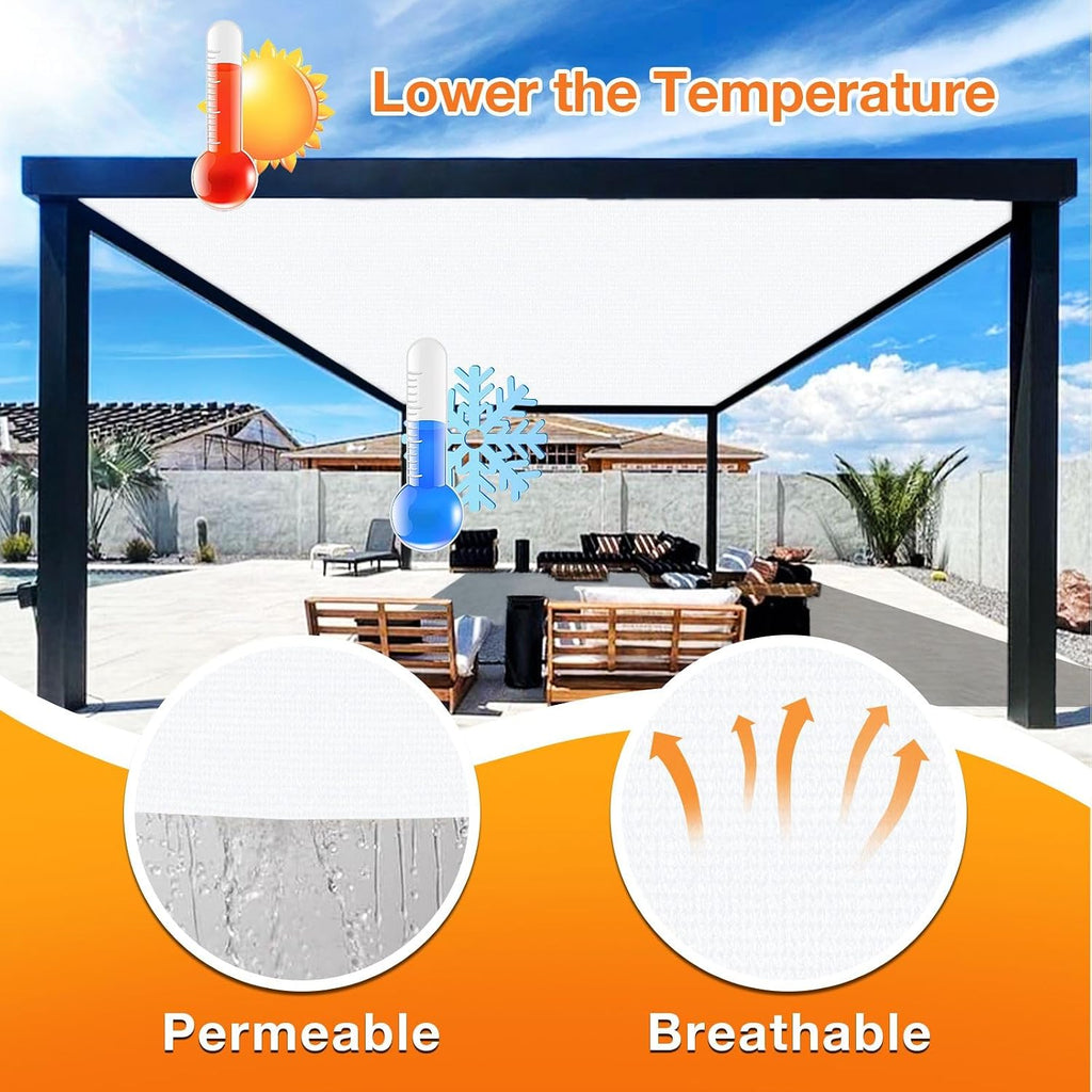 Artpuch Outdoor Pergola Shade Cover 14x20 FT Sun Shade Cloth with Grommets White Commercial Grade Patio Privacy Screen Shade Canopy (Customized Available) GN09