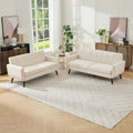 Tbfit Mid Century Modern Sofa Couch, Beige, Loveseat & Standard Sofa