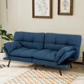 MUUEGM Futon Sofa Bed Convertible Couch,Memory Foam Futon Sofa Couch,Sleeper Futons Sofa Couches,Small Splitback Modern Loveseat Sofa Bed for Living Room,Office,Apartment,Linen Fabric,Blue.