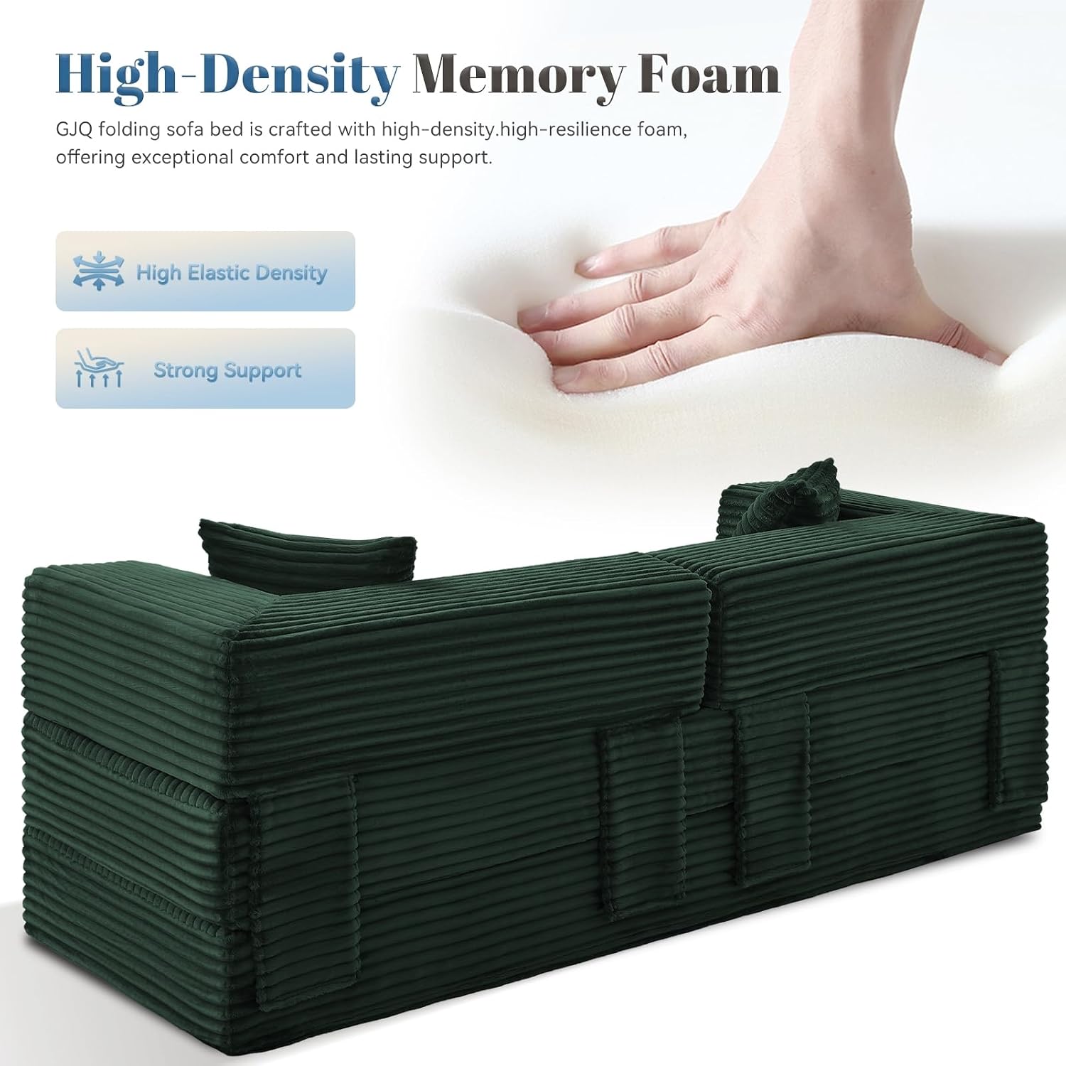Convertible Sofa Bed,5-in-1FoldIing Couch Bed with Removable Armrests,Modular Futon Sleeper Sofa in Box with Pull Out Beds,Compression Boneless Couch for Living Room,Deep Green