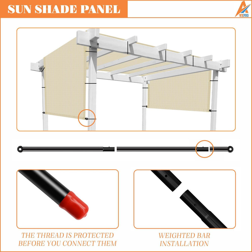 11' x 4' Pergola Shade Cover Replacement Canopy with Weighted Rods & Grommets UV Block Sun Shade Cloth for Outdoor Patio Deck Porch Backyard Gazebo, Beige, Customized Size