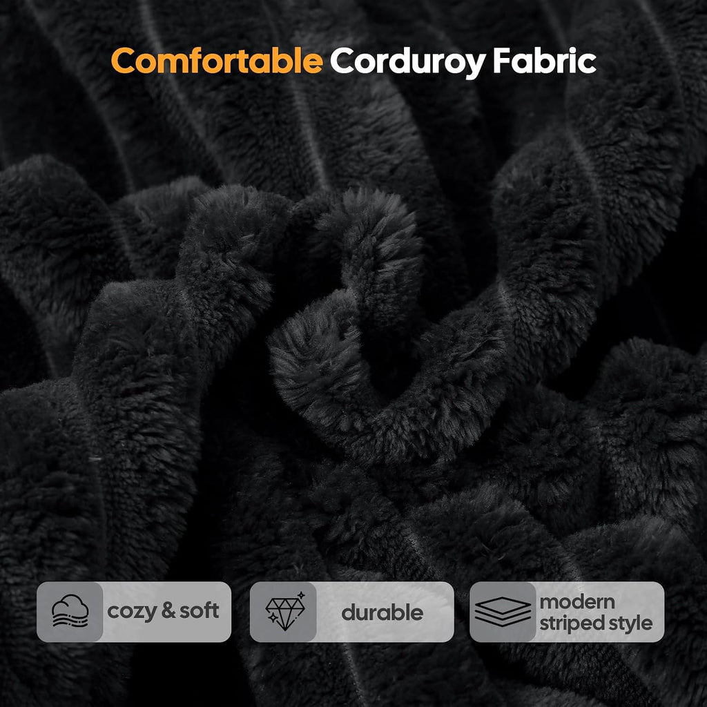 MeMoreCool Convertible Sofa Bed Black, Folding Floor Couch Bed Queen, Pull Out Sleeper Couch with Pillows, Corduroy Fold Out Futon Sofa for Bedroom Living Room Small Space