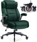 Office Chair with Locking Wheels, Ergonomic High Back Fabric Desk Chair with Adjustable Lumbar Support, Flip-Up Arms, Thick Padded Seat, 400lbs Heavy Duty for Home Office Adults