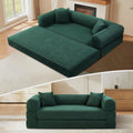 KBQ 3-Seat Convertible Sleeper Sofa Bed with 2 Pillows, Corduroy Folding Mattress Couch, Floor Sofa Lounge Couch for Living Room Bedroom Lounge Studio, Deep Green