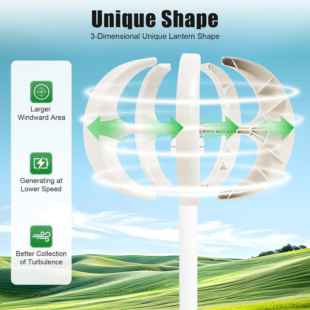 Wind Turbine Generator, 600W 12V 5-Blade Wind Power Generator with Controller, for Boats Farm Home Hybrids Streetlight Use, White